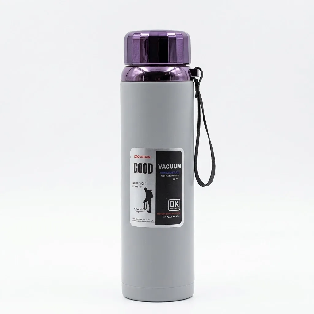 Premium Insulated Sports Water Bottle – Keeps Drinks Hot & Cold | Leak-Proof Stainless Steel Flask in Light Grey