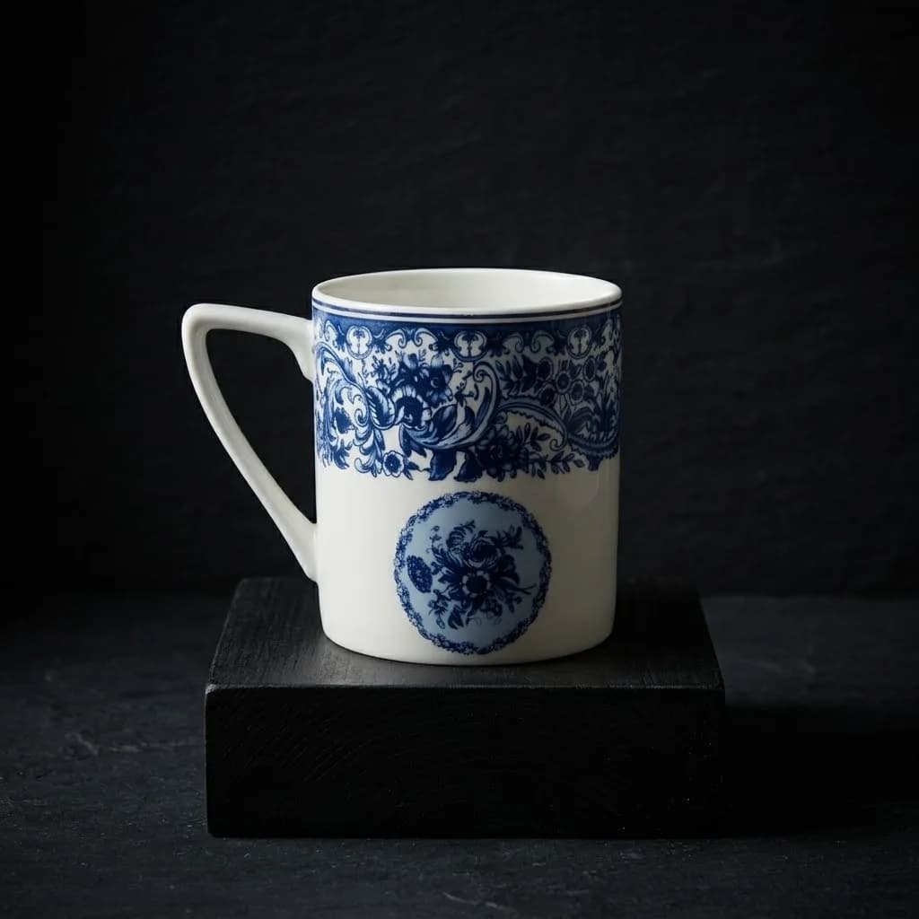 Classic Blue & White Bone China Teacup Set of 6 – Fine Vintage Floral Porcelain Coffee & Tea Mugs in 99 Years Blue
