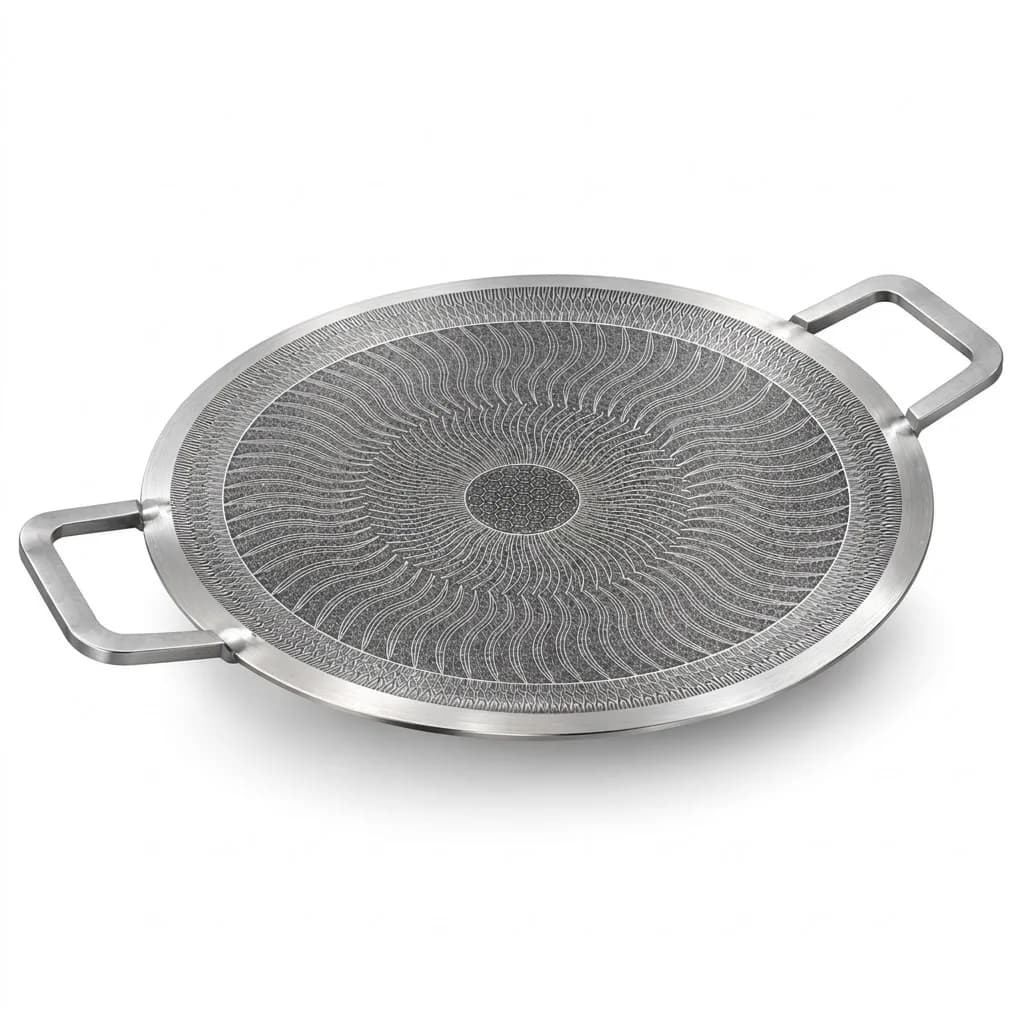 Laser-Coated Non-Stick Stainless Steel Griddle - Even Heating, Easy Clean in Black