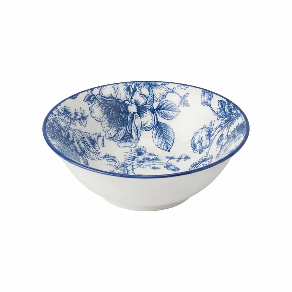 5.5-Inch Fine Porcelain Floral Bowl – Blue & White Decorative Serving Dish in 99 Years Blue