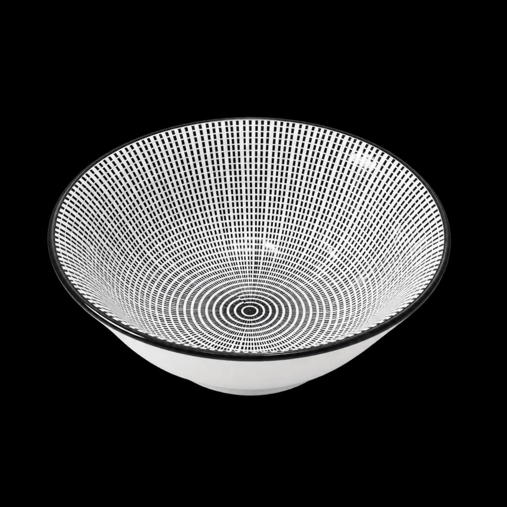 Artisan Fine Porcelain Small Serving Bowl | 5.5" Detailed Line-Art Tableware in Black